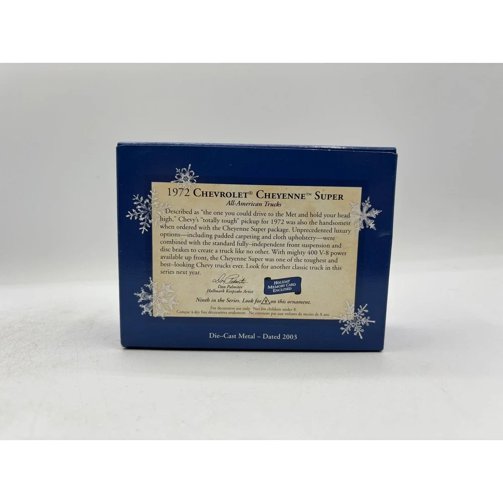 Hallmark Keepsake Ornament 2003 1972 Chevrolet Cheyenne Super 9th in Series